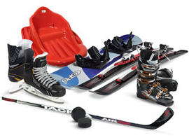 Зимний спорт (ботинки, лыжи, санки)